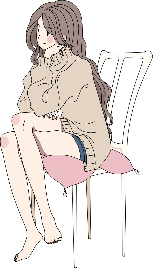 翘腿女孩扁平插画